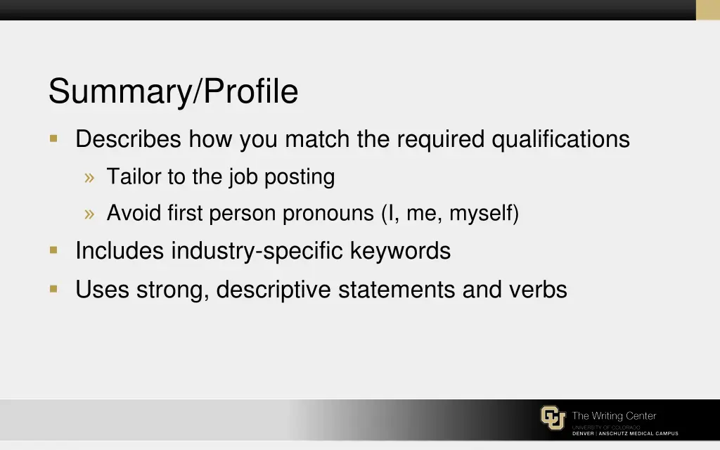 summary profile