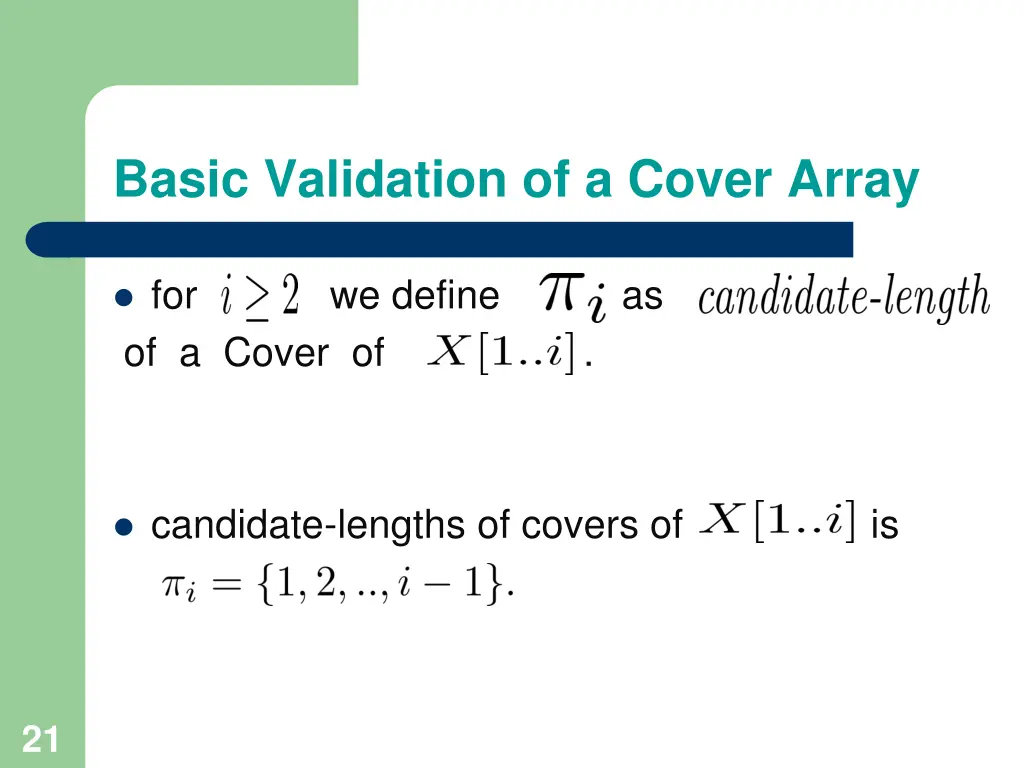 basic validation of a cover array 1