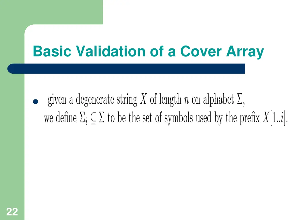 basic validation of a cover array 2