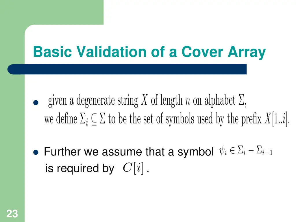 basic validation of a cover array 3