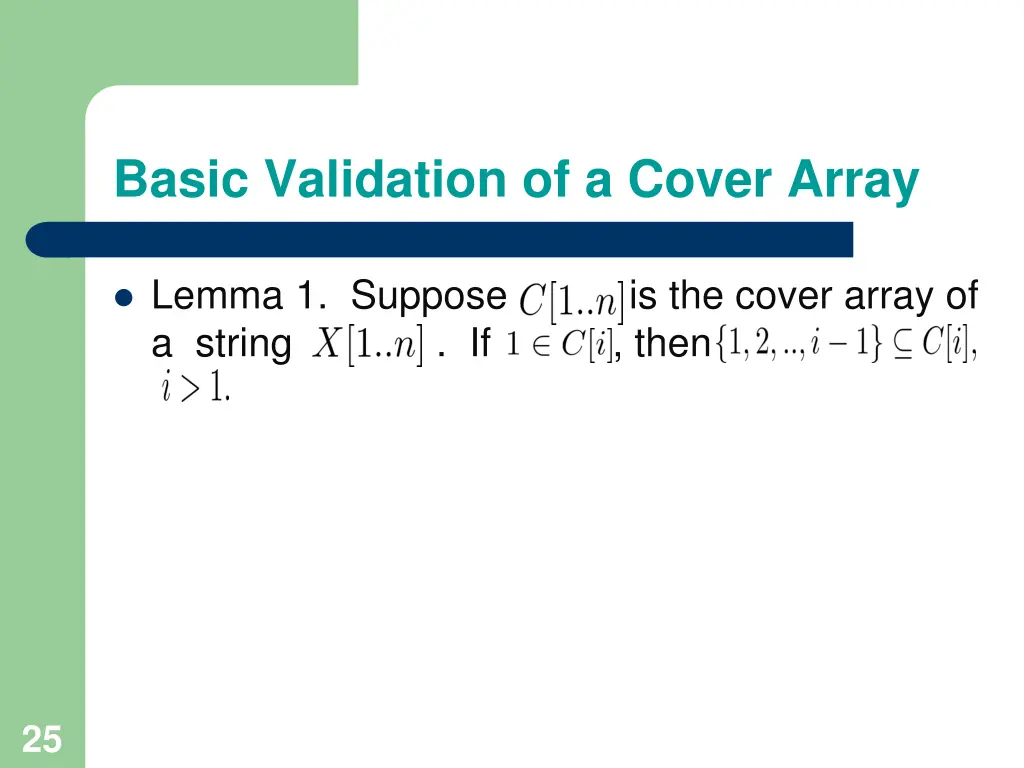 basic validation of a cover array 5