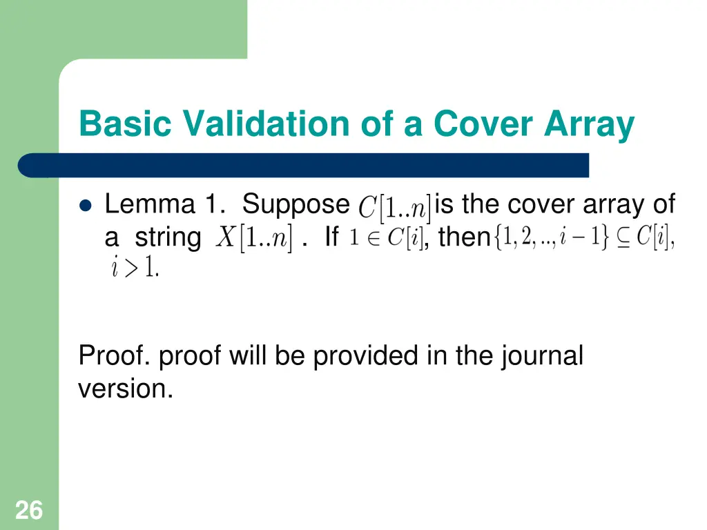 basic validation of a cover array 6