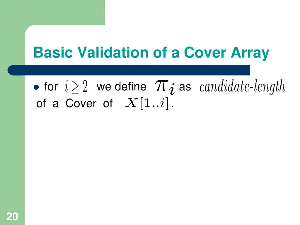 basic validation of a cover array