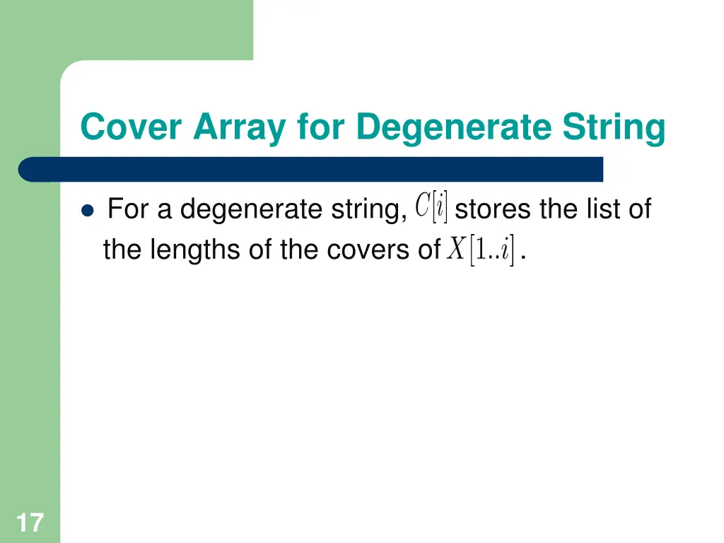 cover array for degenerate string