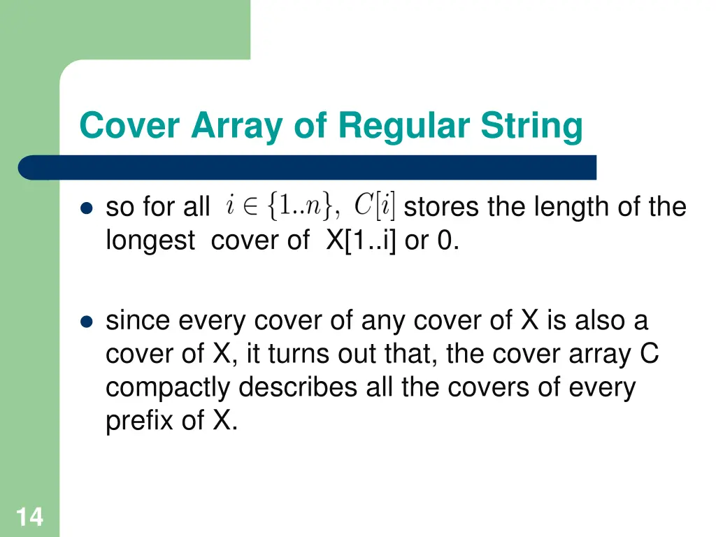 cover array of regular string 3