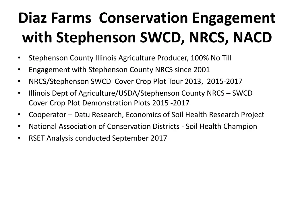 diaz farms conservation engagement with