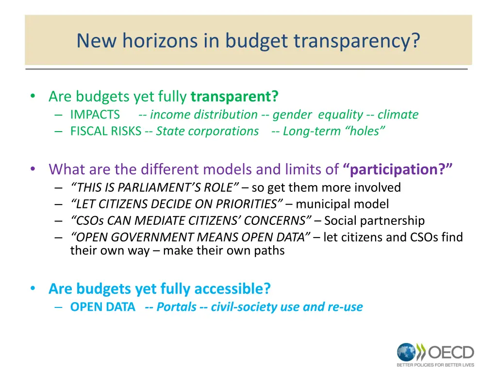 new horizons in budget transparency