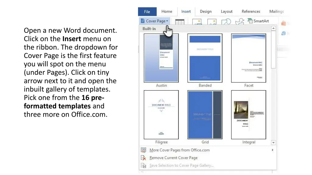 open a new word document click on the insert menu