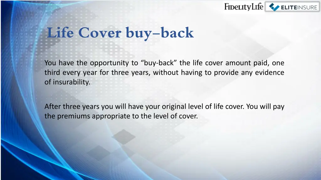 life cover buy back