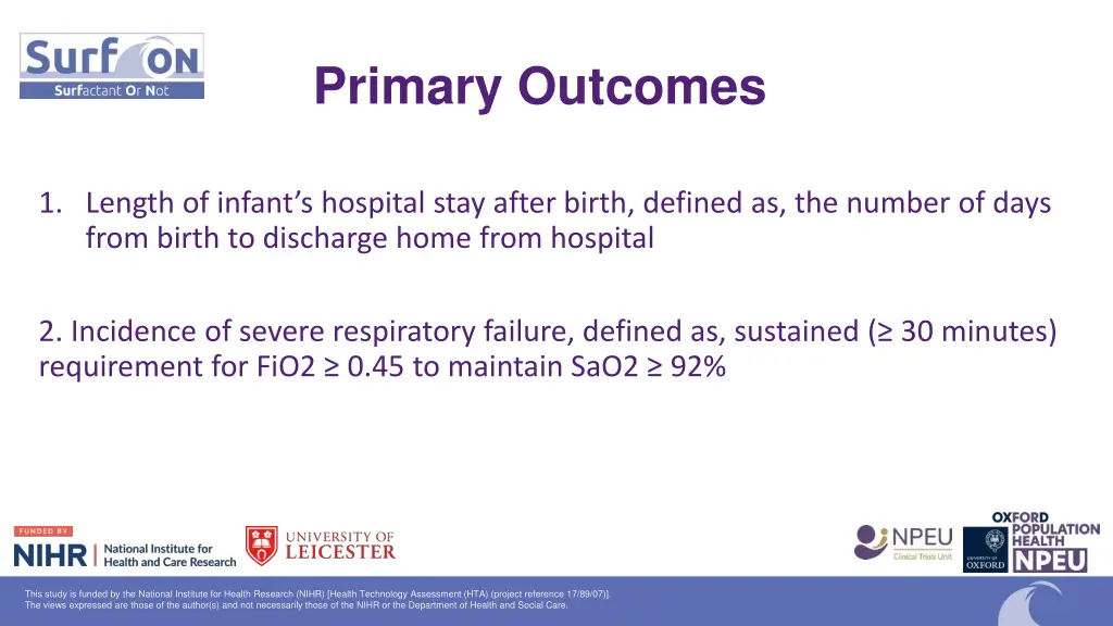 primary outcomes