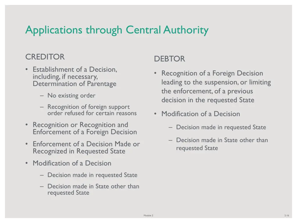 applications through central authority