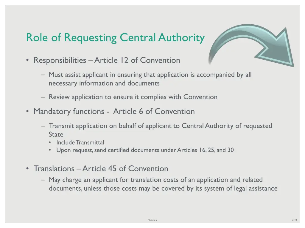 role of requesting central authority