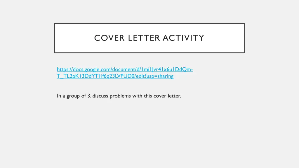 cover letter activity