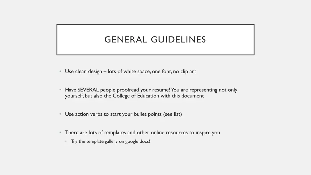 general guidelines