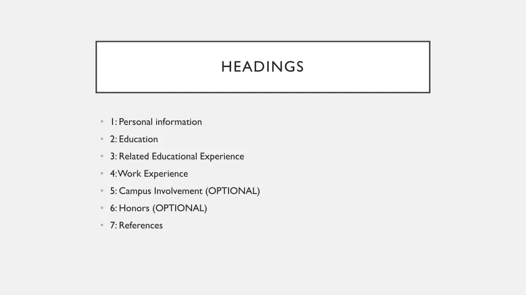 headings