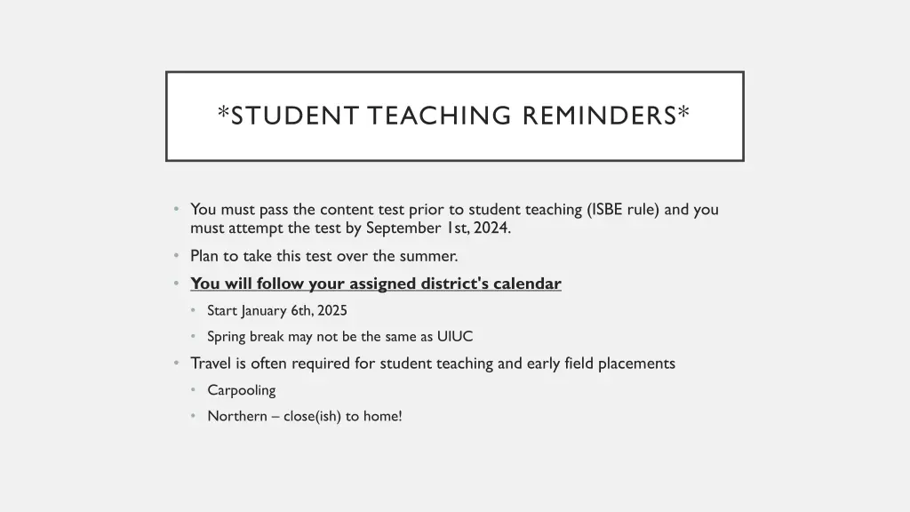 student teaching reminders