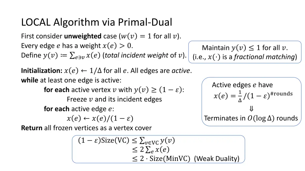 local algorithm via primal dual