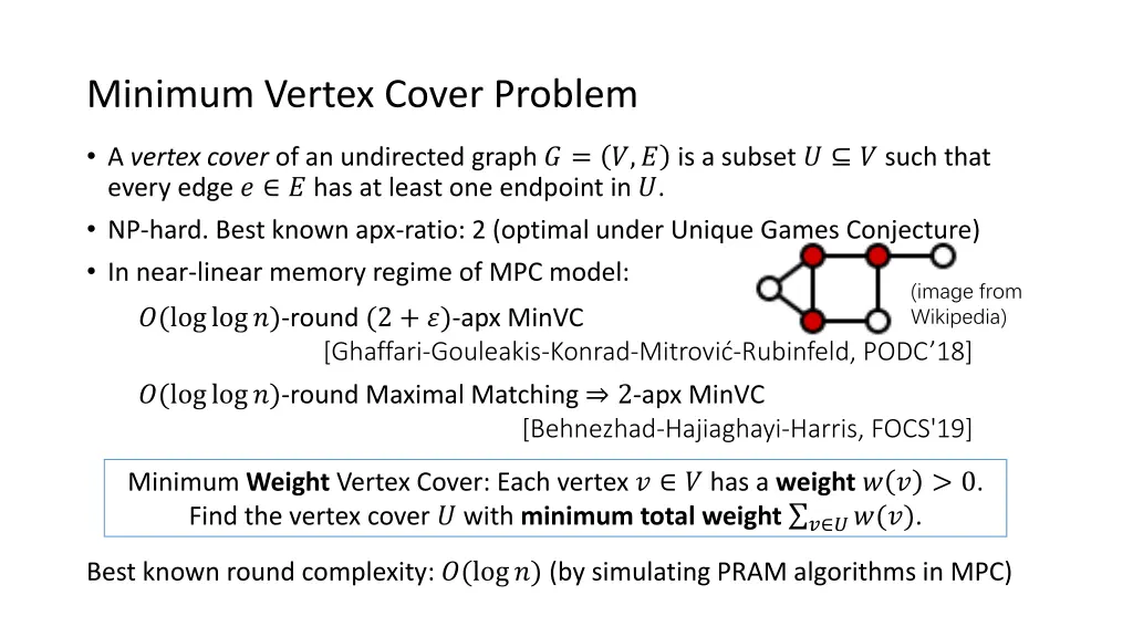 minimum vertex cover problem