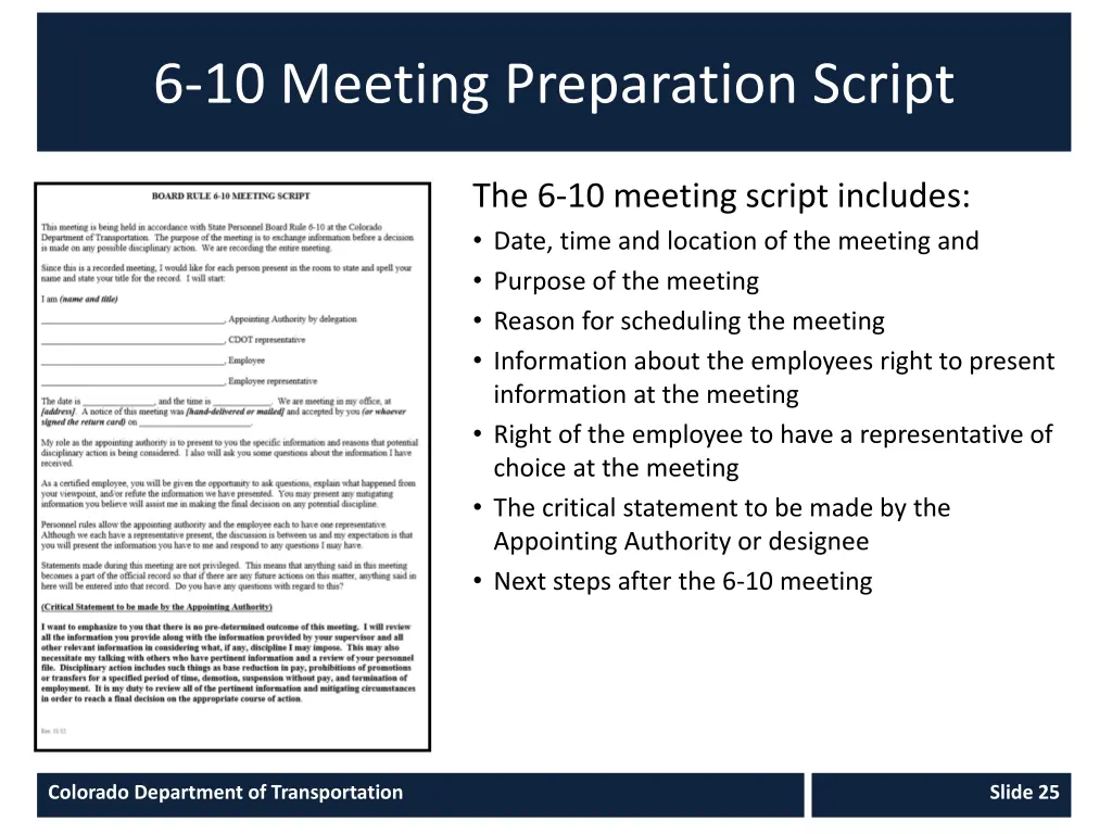 6 10 meeting preparation script