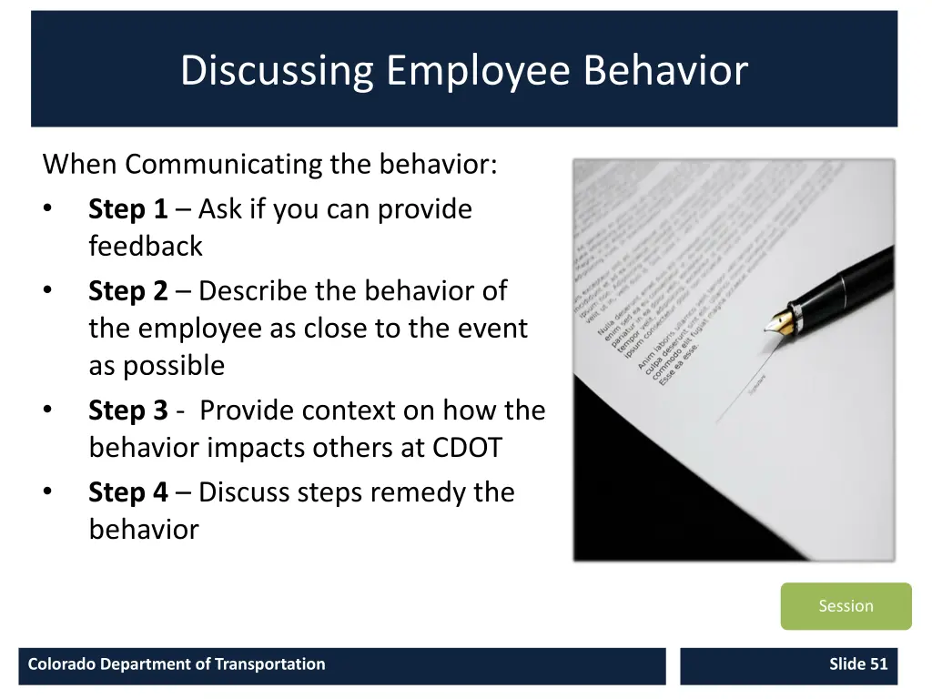 discussing employee behavior