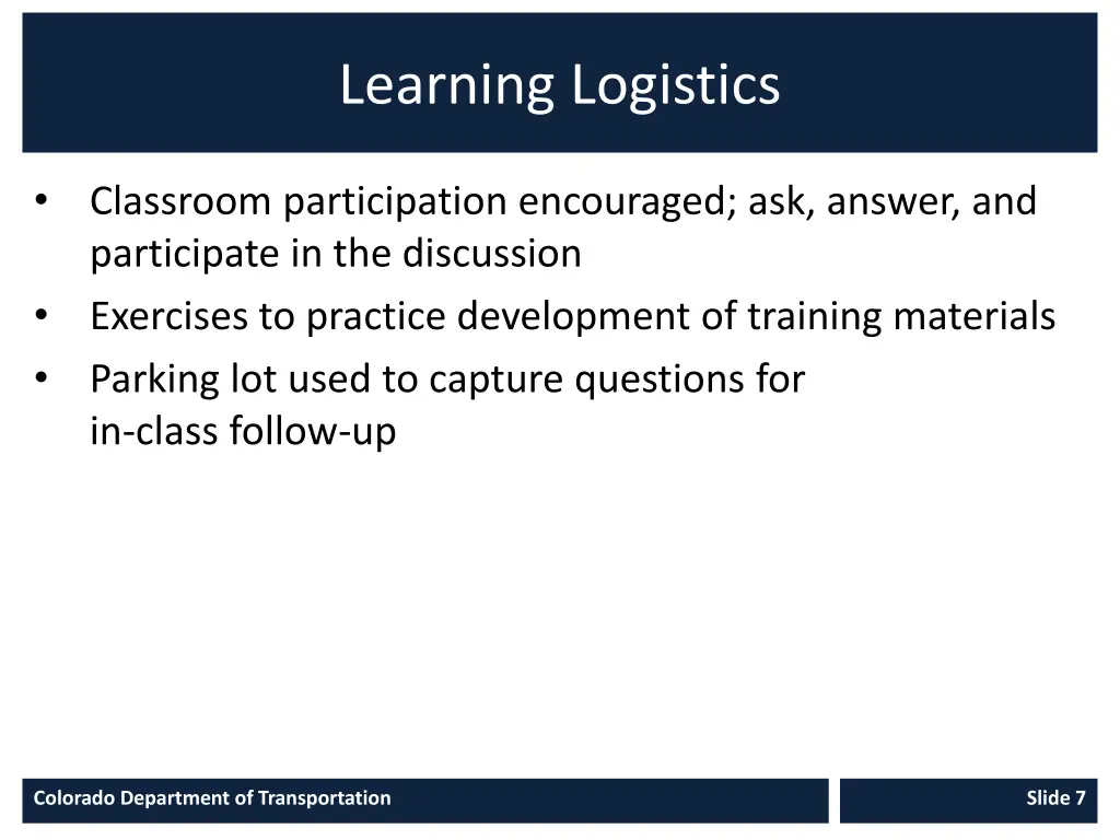 learning logistics