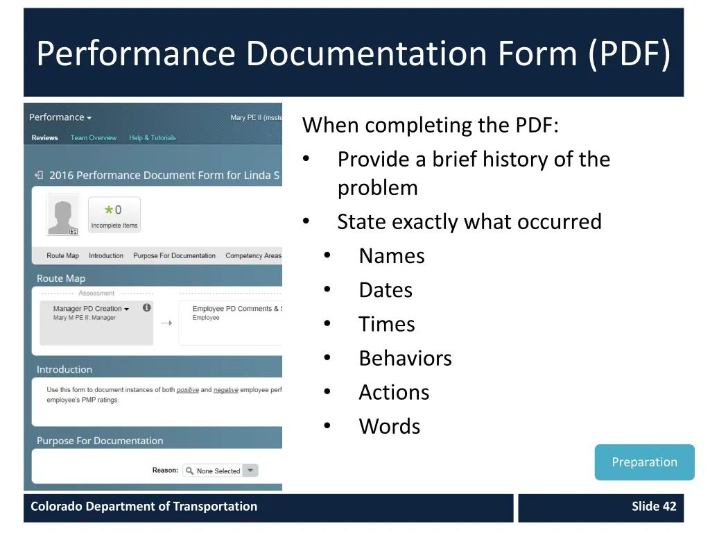 performance documentation form pdf