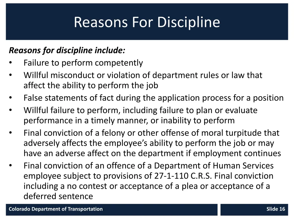 reasons for discipline