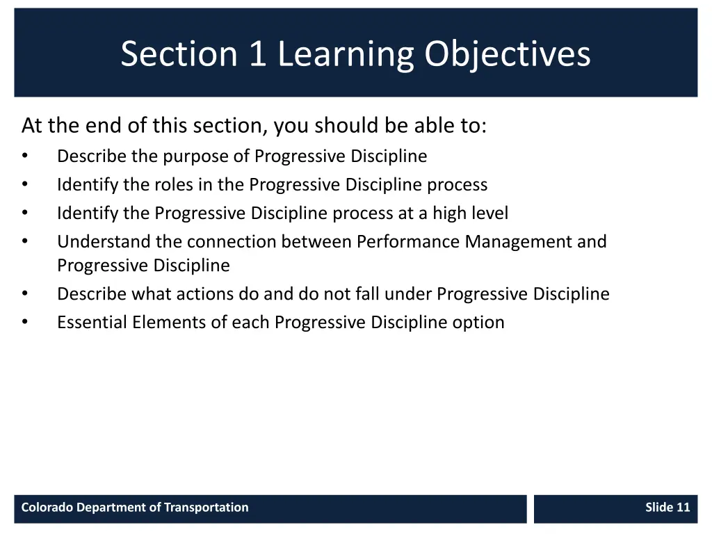 section 1 learning objectives