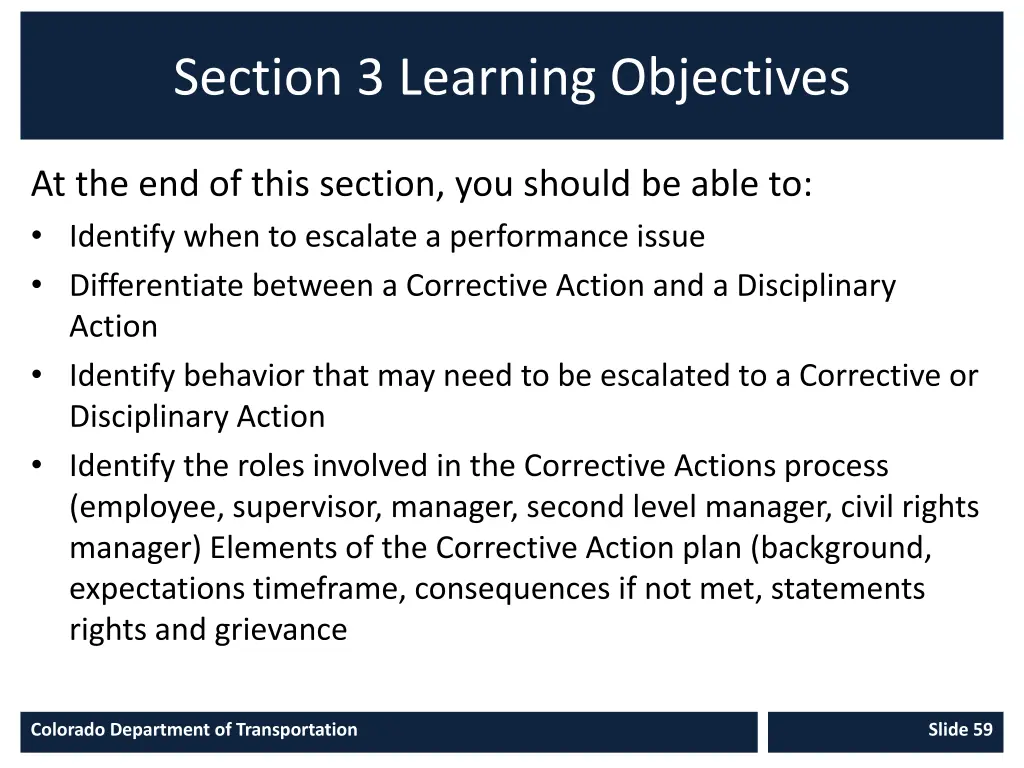 section 3 learning objectives