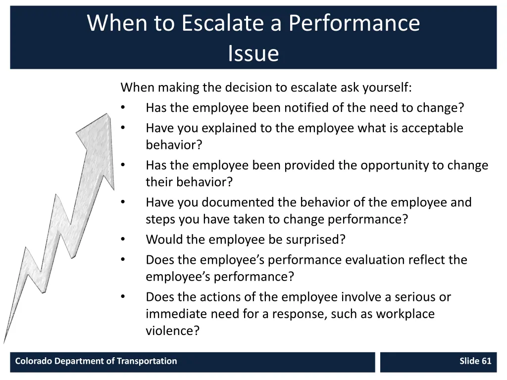 when to escalate a performance issue