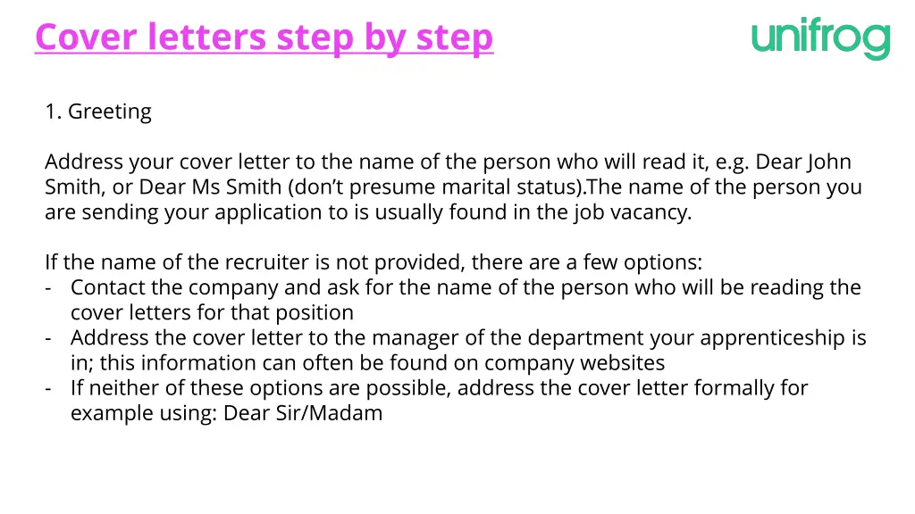 cover letters step by step