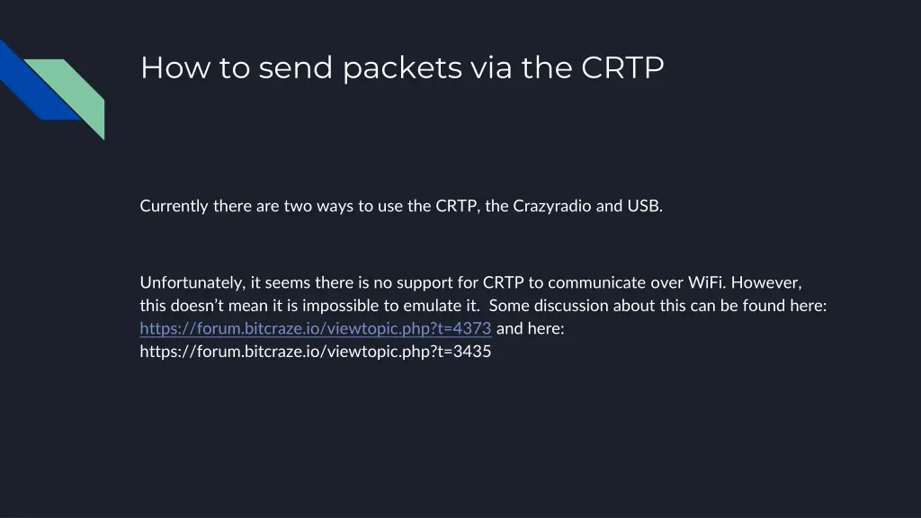 how to send packets via the crtp