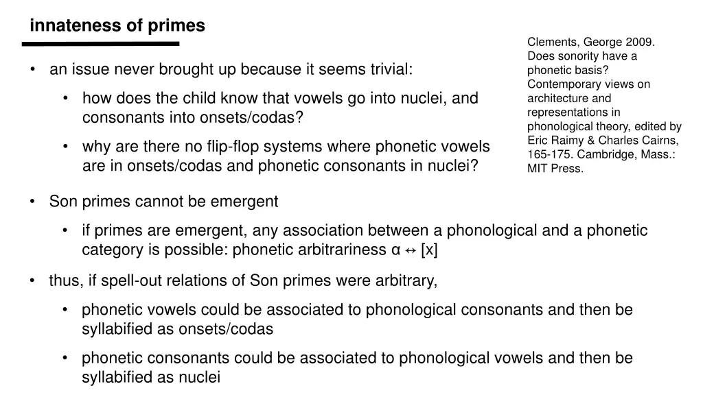 innateness of primes