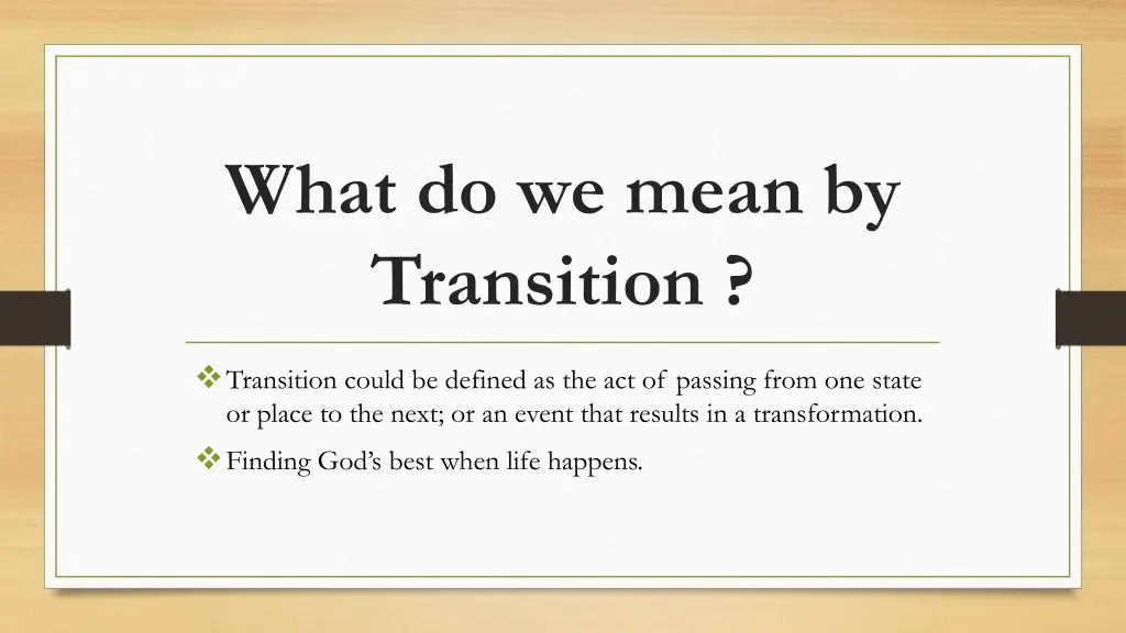 what do we mean by transition