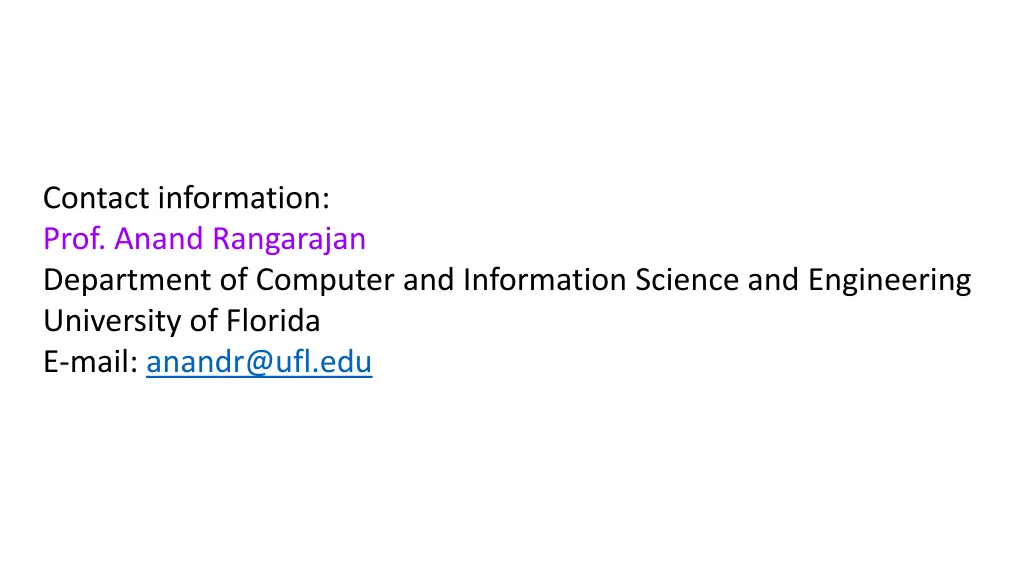 contact information prof anand rangarajan
