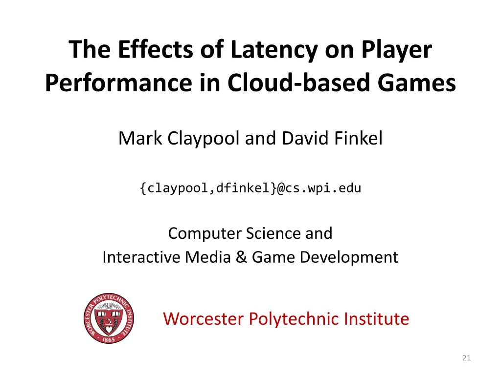 the effects of latency on player performance 1