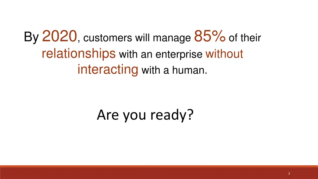 by 2020 customers will manage 85 of their