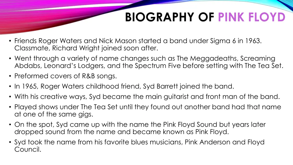 biography of pink floyd