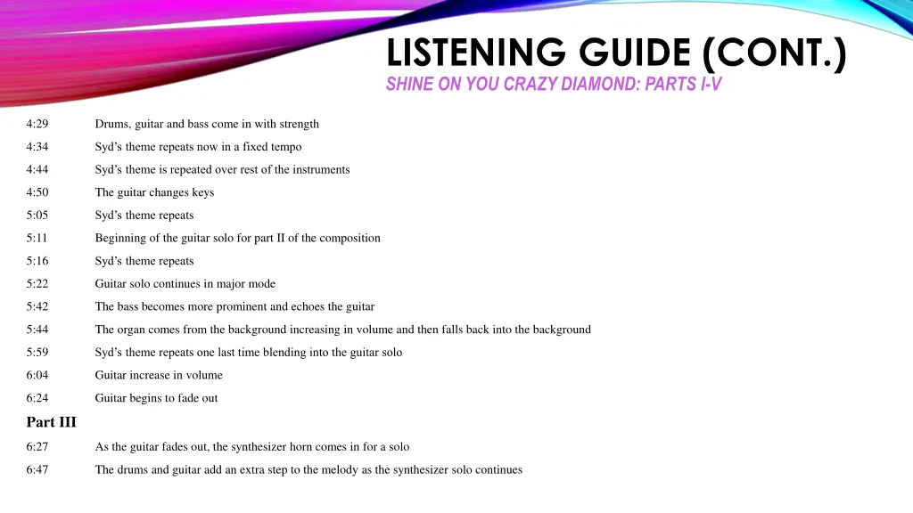 listening guide cont shine on you crazy diamond 1