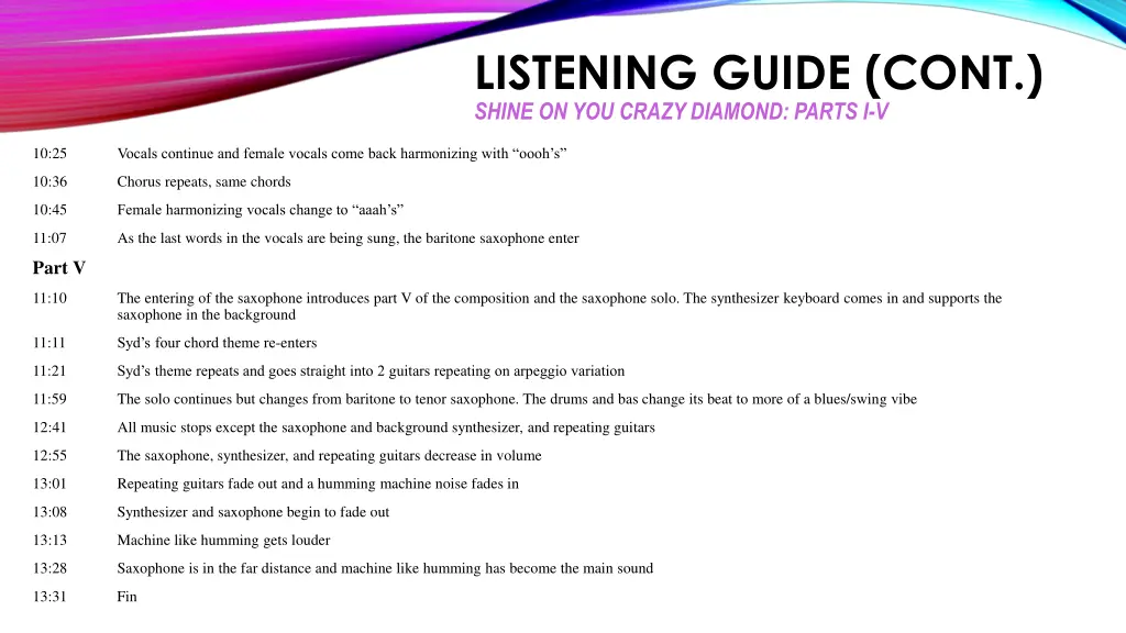 listening guide cont shine on you crazy diamond 3