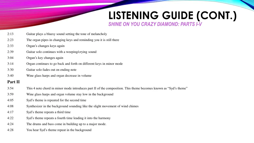 listening guide cont shine on you crazy diamond