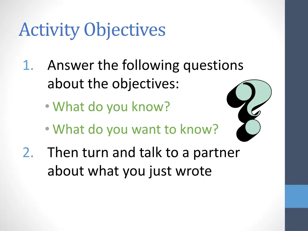 activity objectives