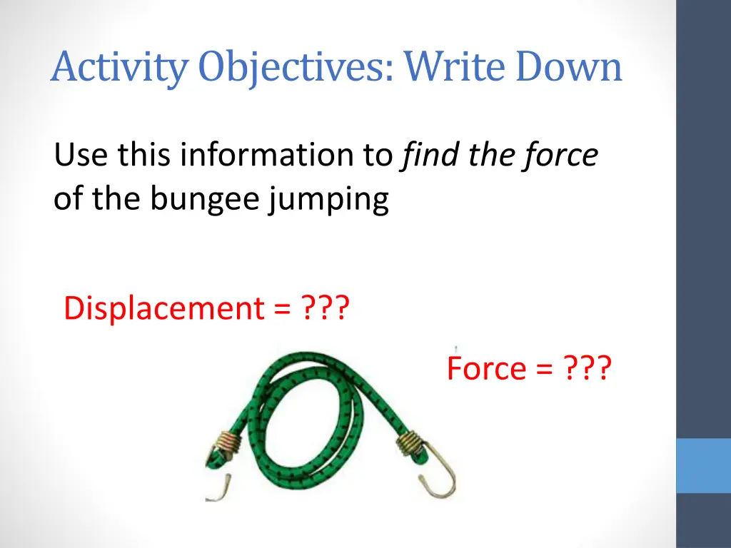 activity objectives write down 1