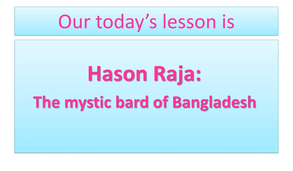 our today s lesson is