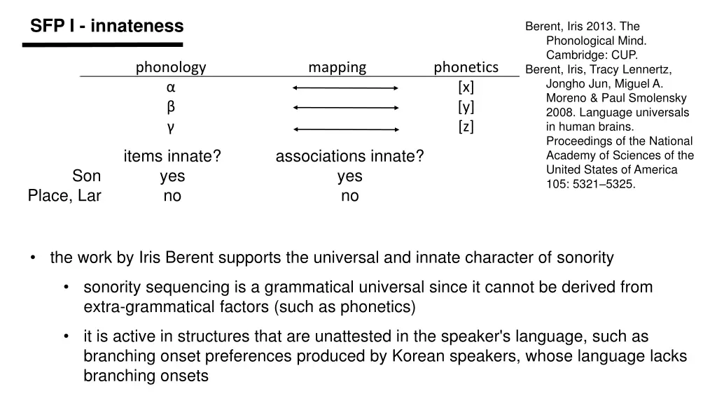 sfp i innateness 2