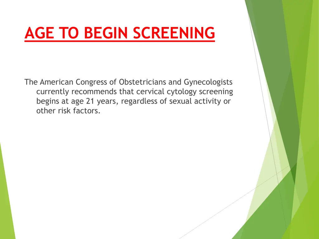 age to begin screening