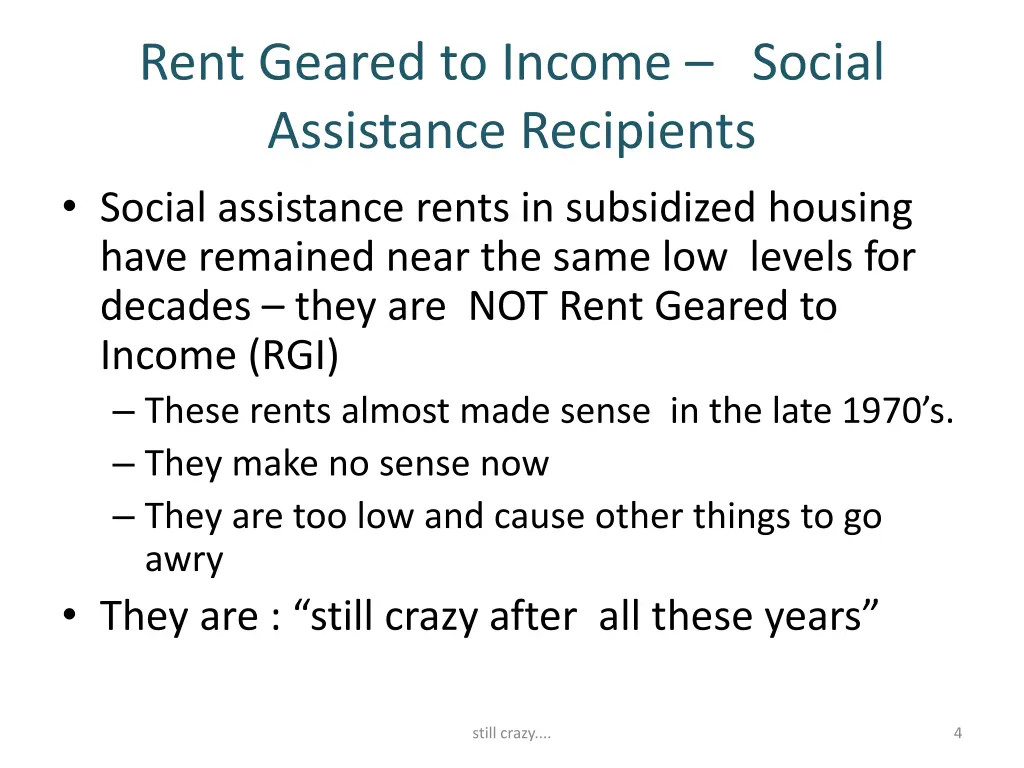 rent geared to income social assistance