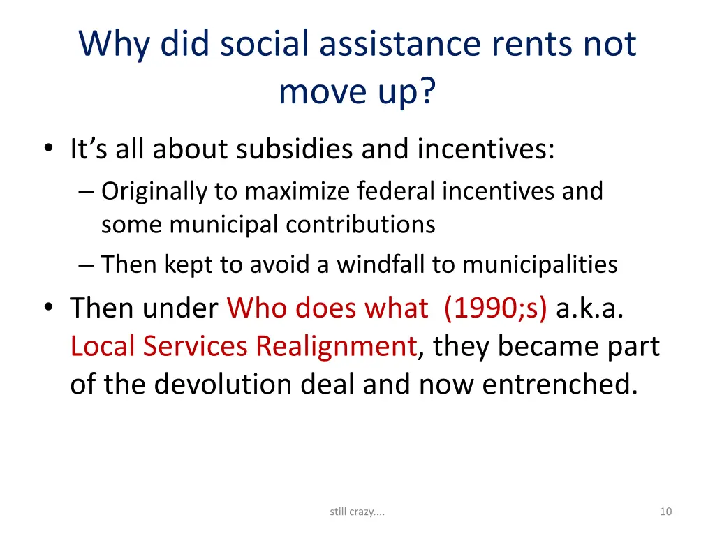 why did social assistance rents not move up