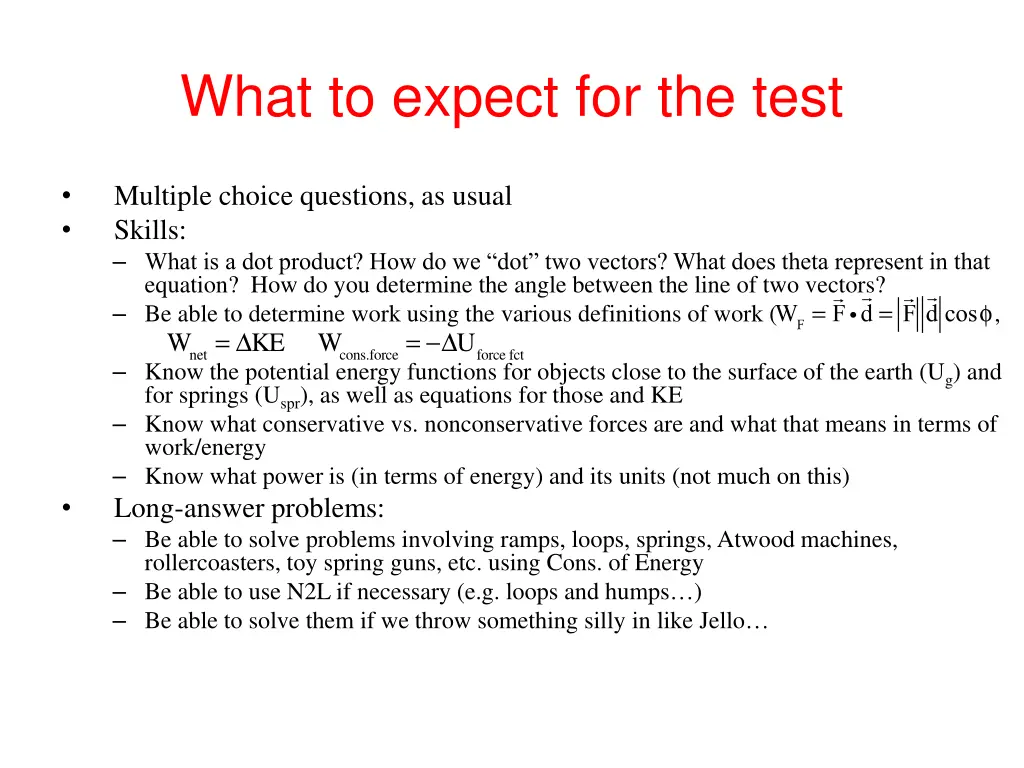 what to expect for the test