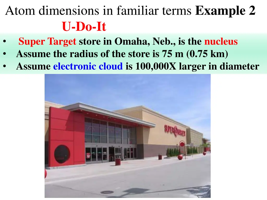 atom dimensions in familiar terms example